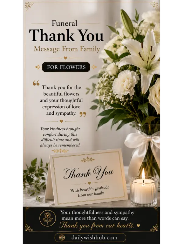 Funeral Thank You Message From Family for Flowers
