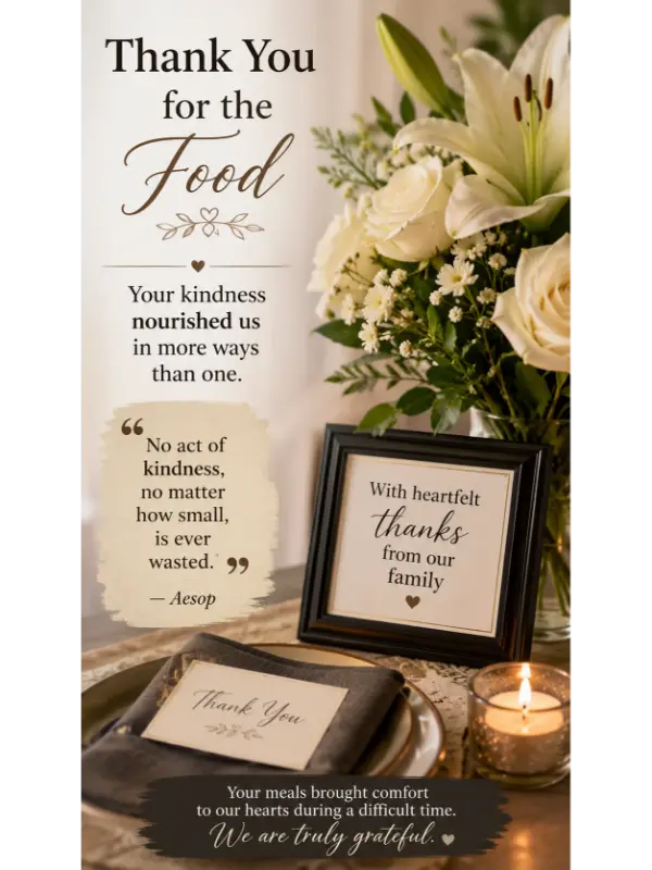 Funeral Thank You Message From Family for Food