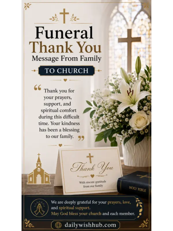 Funeral Thank You Message From Family to Church