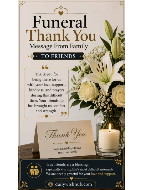 Funeral Thank You Message From Family to Friends