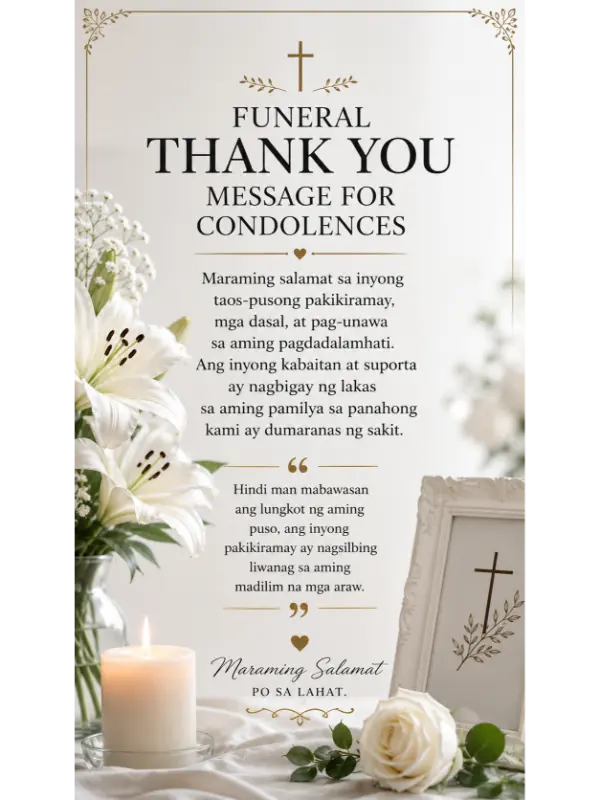 Funeral Thank You Message for Condolences