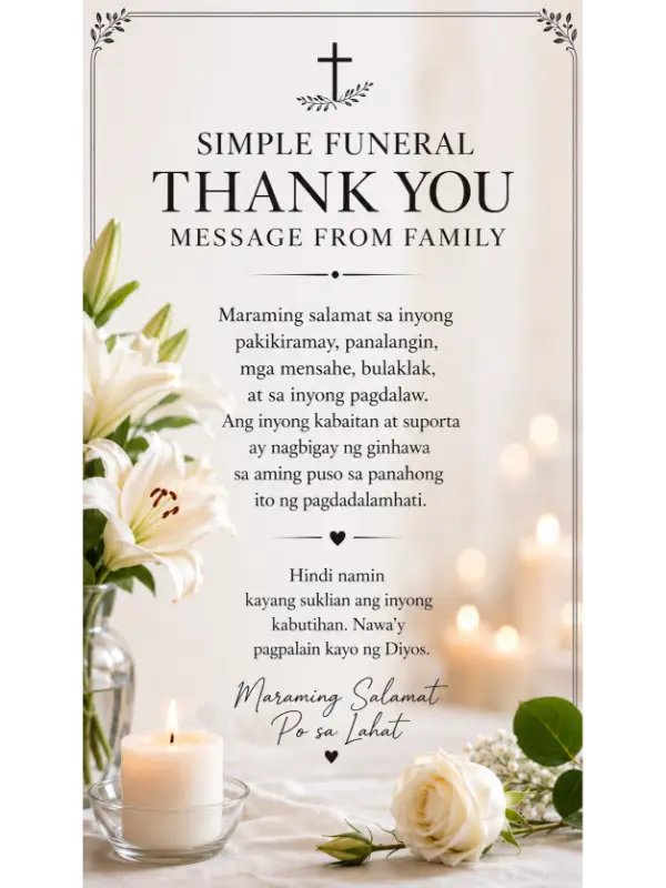 Simple Funeral Thank You Message From Family