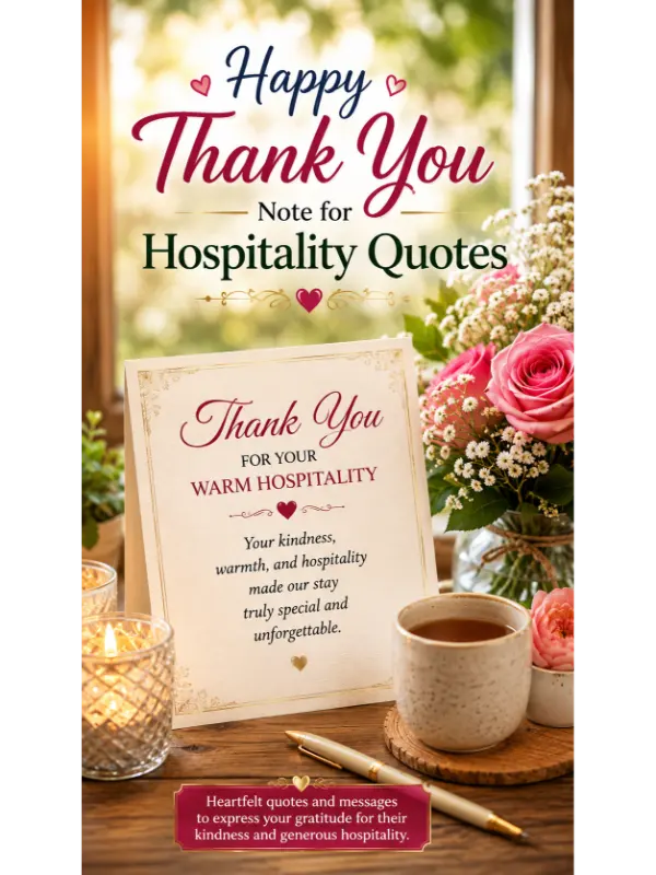 Happy Thank you note for hospitality quotes