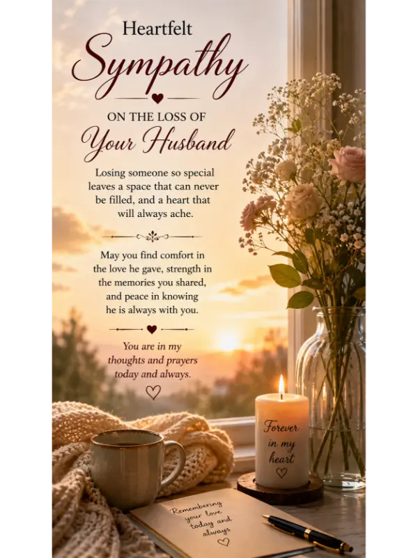 Heartfelt sympathy message for loss of husband