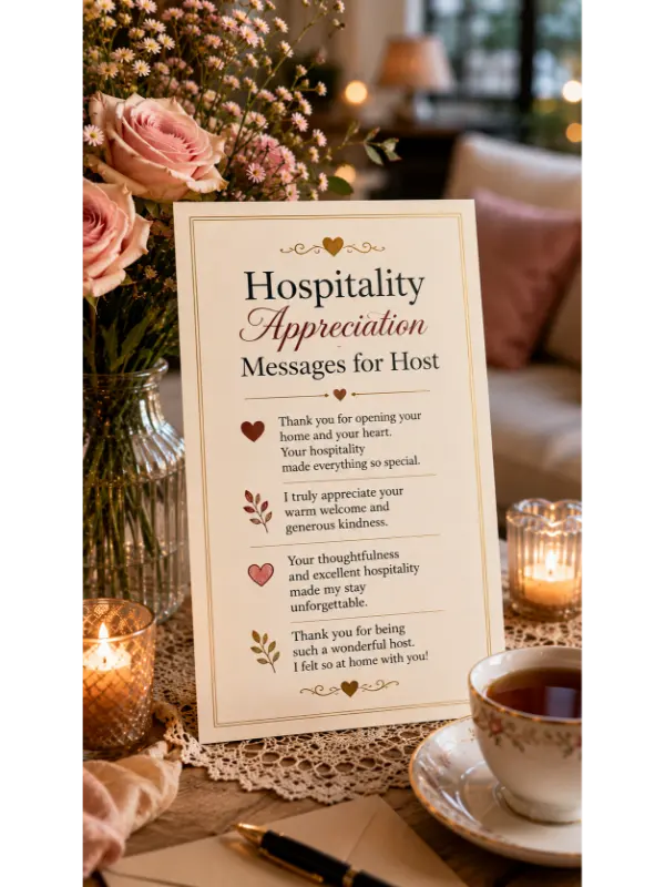 Hospitality Appreciation Messages for Host