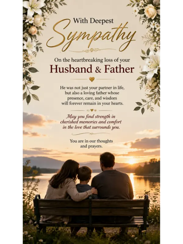 Sympathy message for loss of husband and father