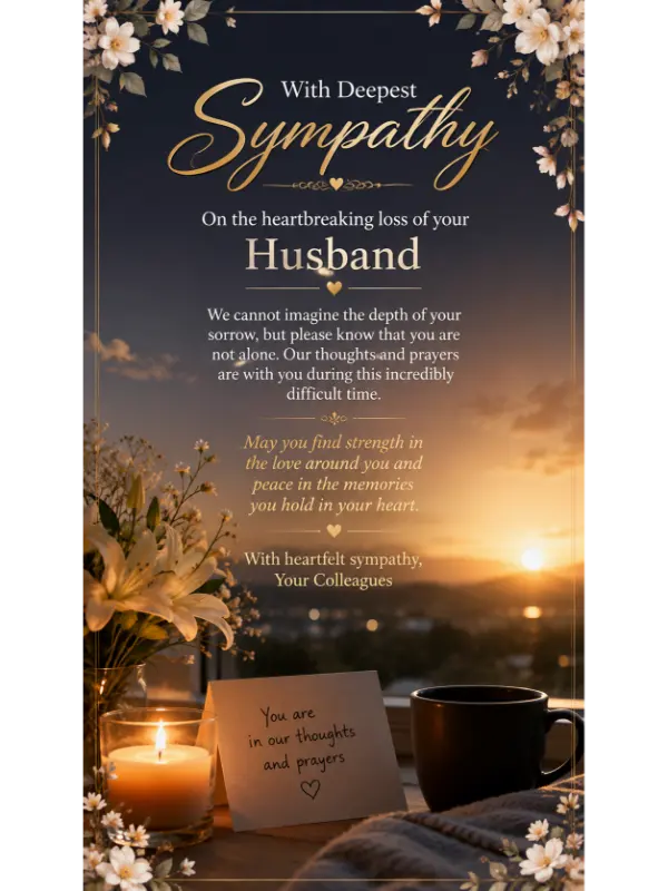 Sympathy message for loss of husband from coworkers