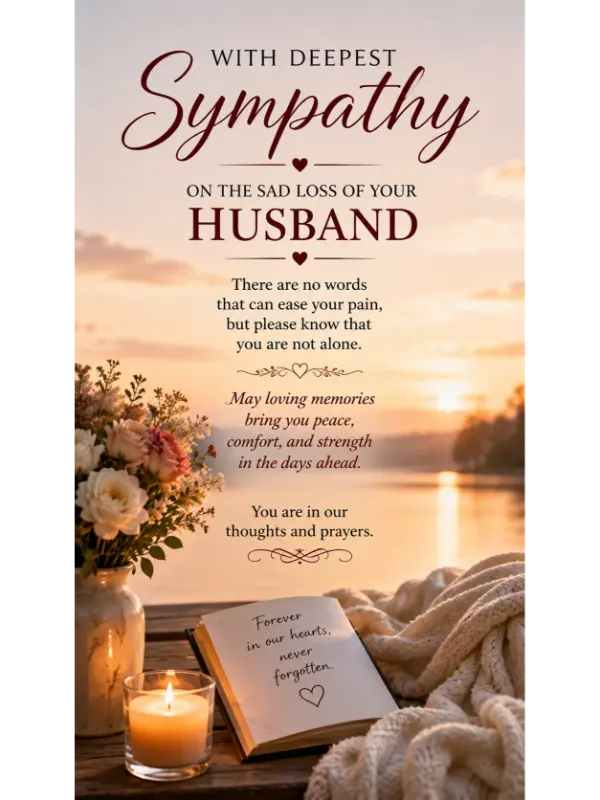 Sympathy message for loss of husband images