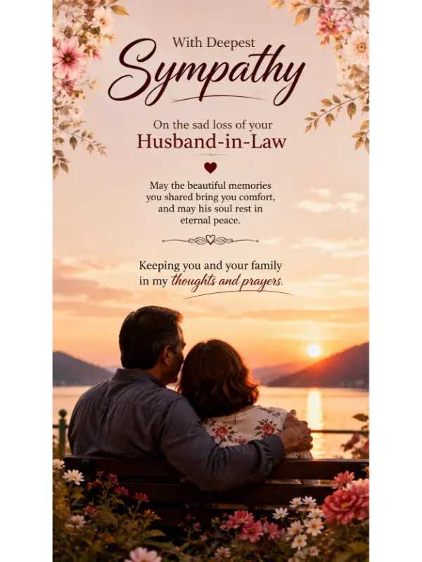 Sympathy message for loss of husband in law g
