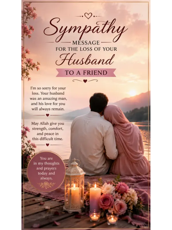 Sympathy message for loss of husband to a friend