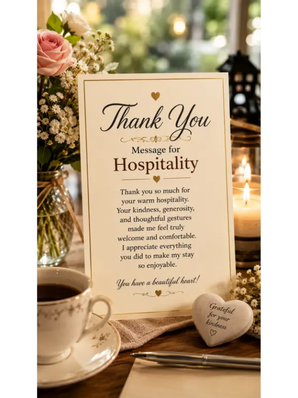 Thank you message for hospitality