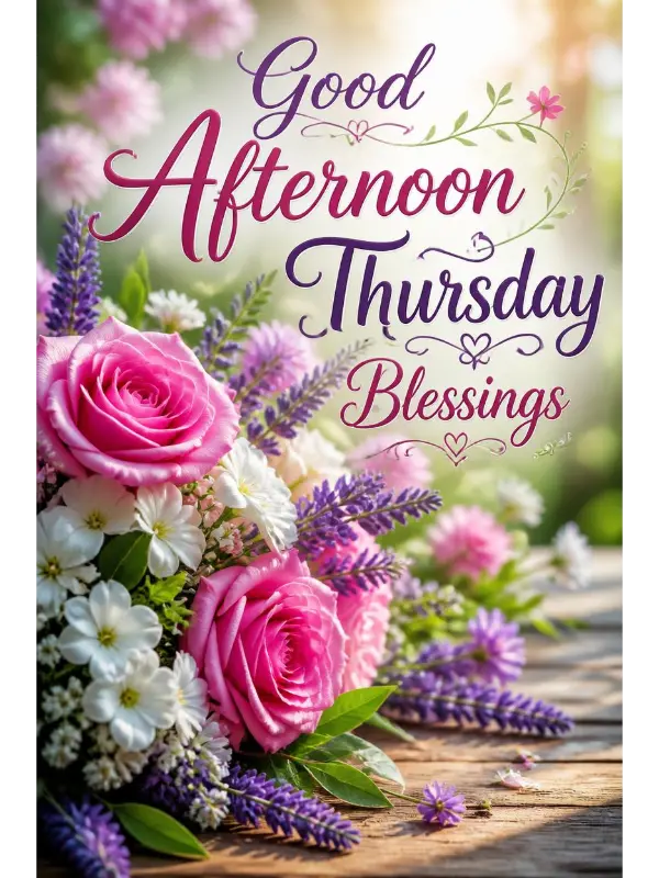 Good Afternoon Thursday Blessings with Flowers
