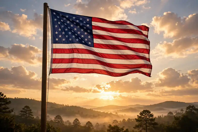 American flag at sunrise blessings of liberty