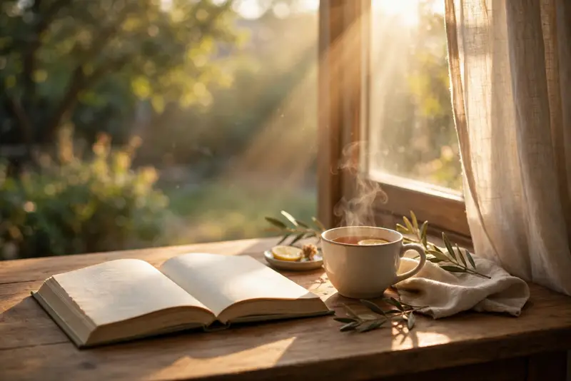 An open Bible beside a sunlit window, exploring the biblical meaning of blessing
