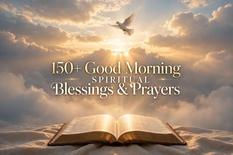 Sunrise with an open Bible and a dove — 150+ good morning spiritual blessings and prayers