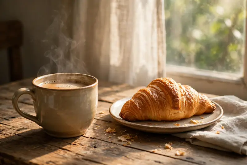 Cosy weekend coffee cup steaming beside a sunny window