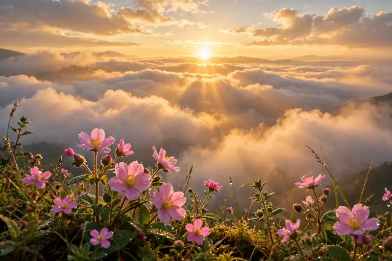 Bright golden sunrise over soft clouds with glowing morning light – Friday morning blessings